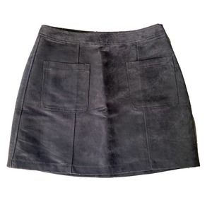 Old Navy Sz 8 A-Line Mini Skirt Womens Faux Suede Front Pockets Summer Festival